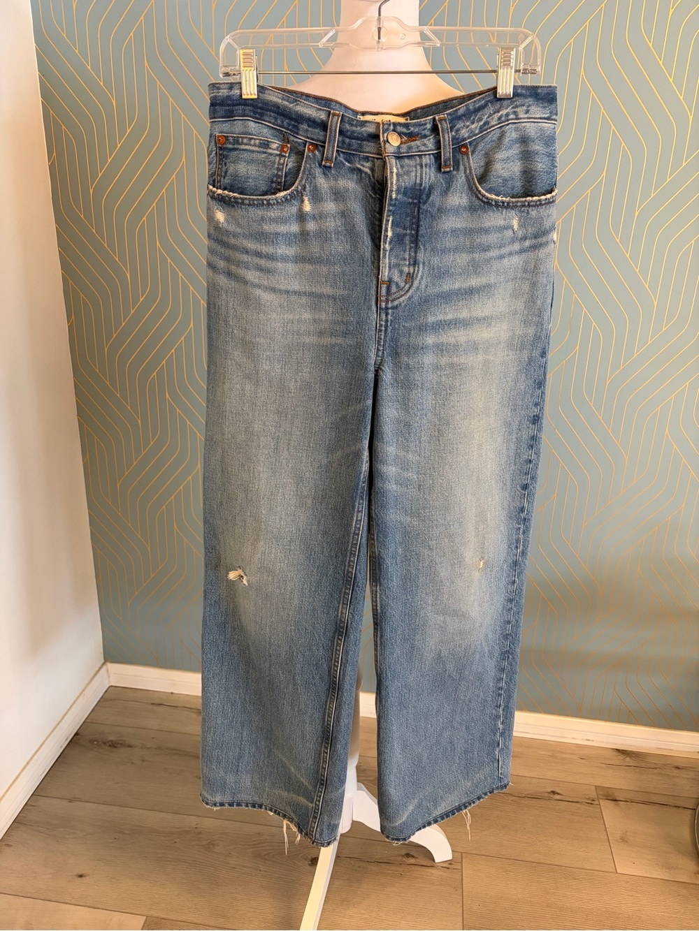 Madewell Washed Blue Boyfriend Wide-Leg Jeans